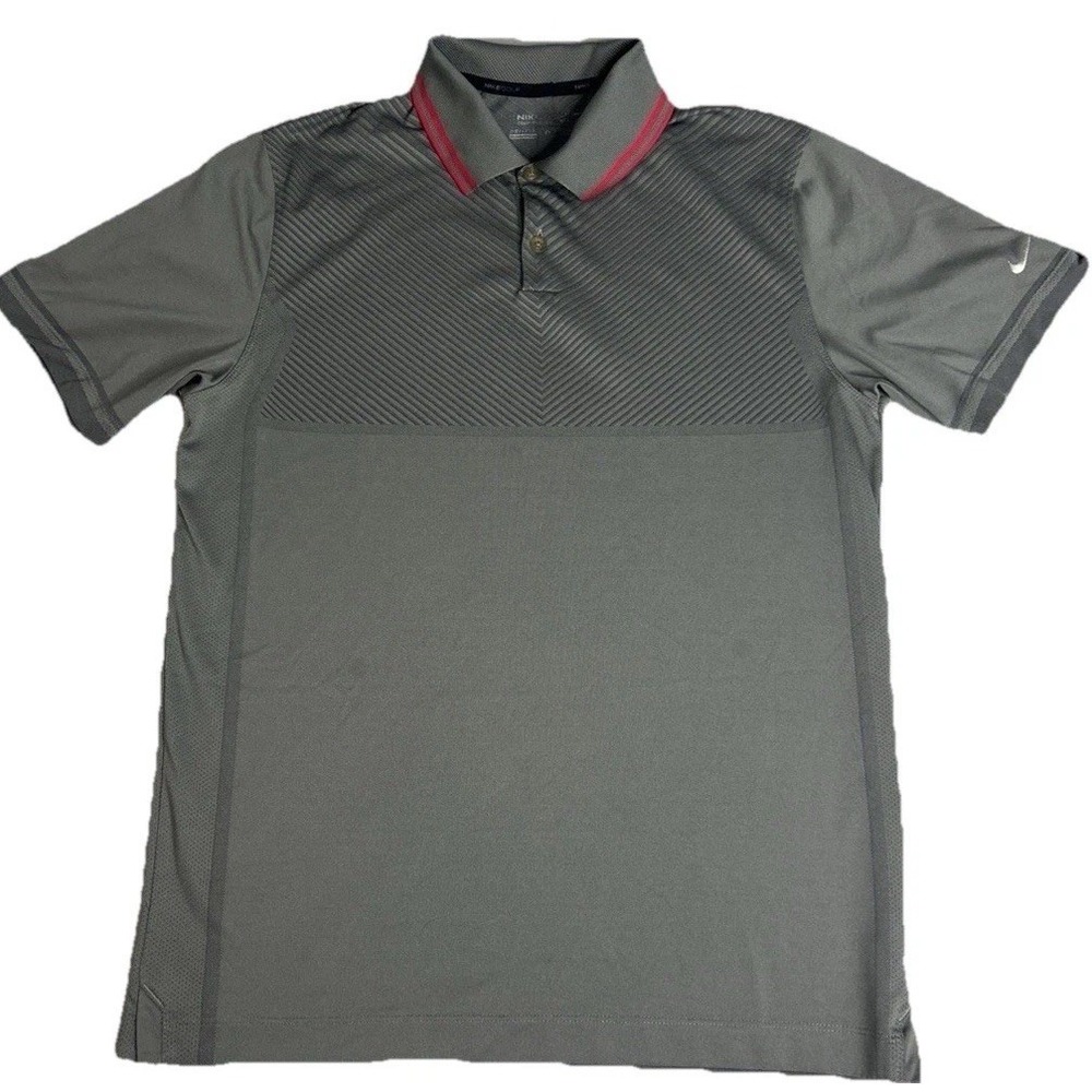 Nike Golf Dri-Fit Polo Men's S Gray Swoosh Performance Athletic Golf Shirt